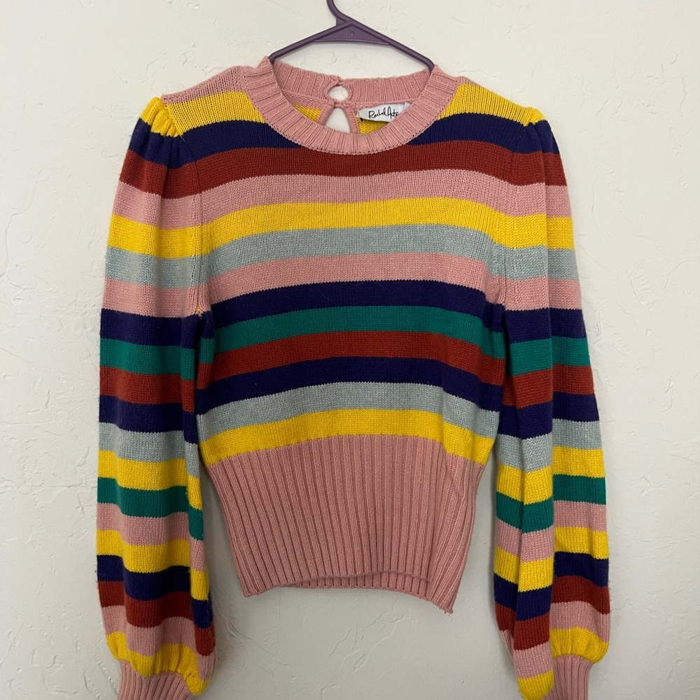 Rachel Antonoff Colorful Striped Crew Neck Sweater